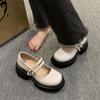 Fashion 2024 New Fashion Double Buckle Women Pumps Spring Autumn Mary Jane Round Toe Solid Color Platform Casual Ladies High Heel Shoes