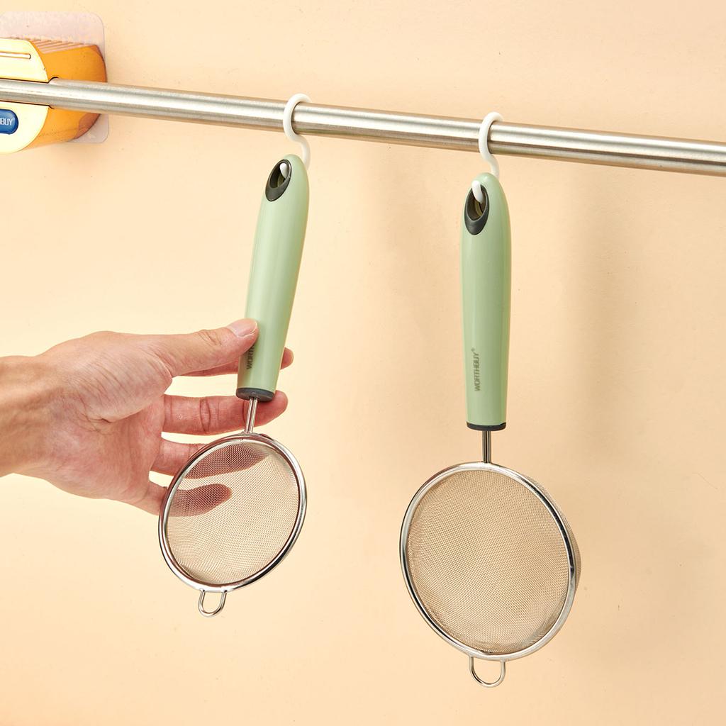 Сито для муки из нержавеющей стали 304 с пластиковой ручкой, сито с мелкой сеткой, ложка, фильтр для соевого молока и сока, кухонная утварь