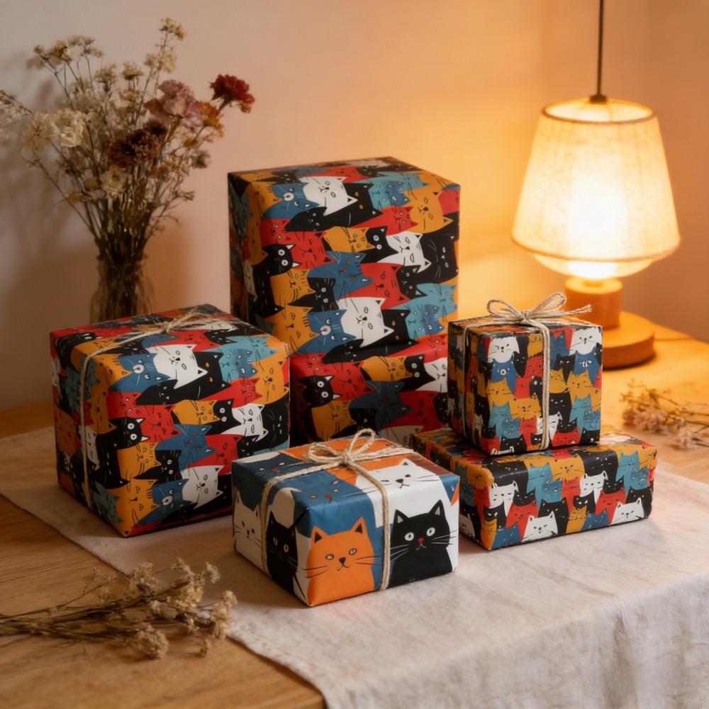 1Roll Of Large-Sized Colorful Cat Wrapping Paper, 43x500cm Roll - Cute Cartoon Cat Pattern Gift Wrapping Paper, Suitable For Cat Lovers, Birthdays