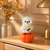 Unique Halloween Collectible Souvenirs Fall Pumpkin Owl Figurine Resin on Statue with Creative Scarf Sunflower for Autumn Thanksgiving Indoor