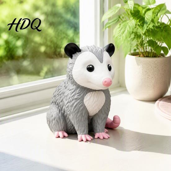 Очаровательный Декор Животных для Столов 3D Печатная Фигурка Опоссума Милая Сидящая Статуэтка Для Помещения На Улице Фигурки Опоссума Декор для Дома Крыльца Рабочего Стола,