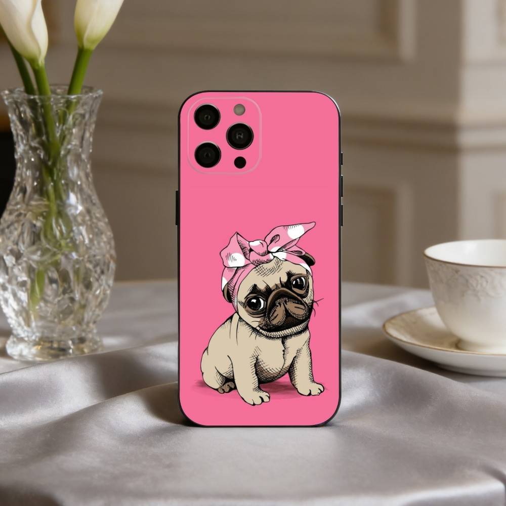 K-Kawaii b-Бульдог-g Чехол для телефона для iPhone 17,16,15,14,13,12,11 Plus,Pro Max,XS,Мягкий силиконовый черный чехол