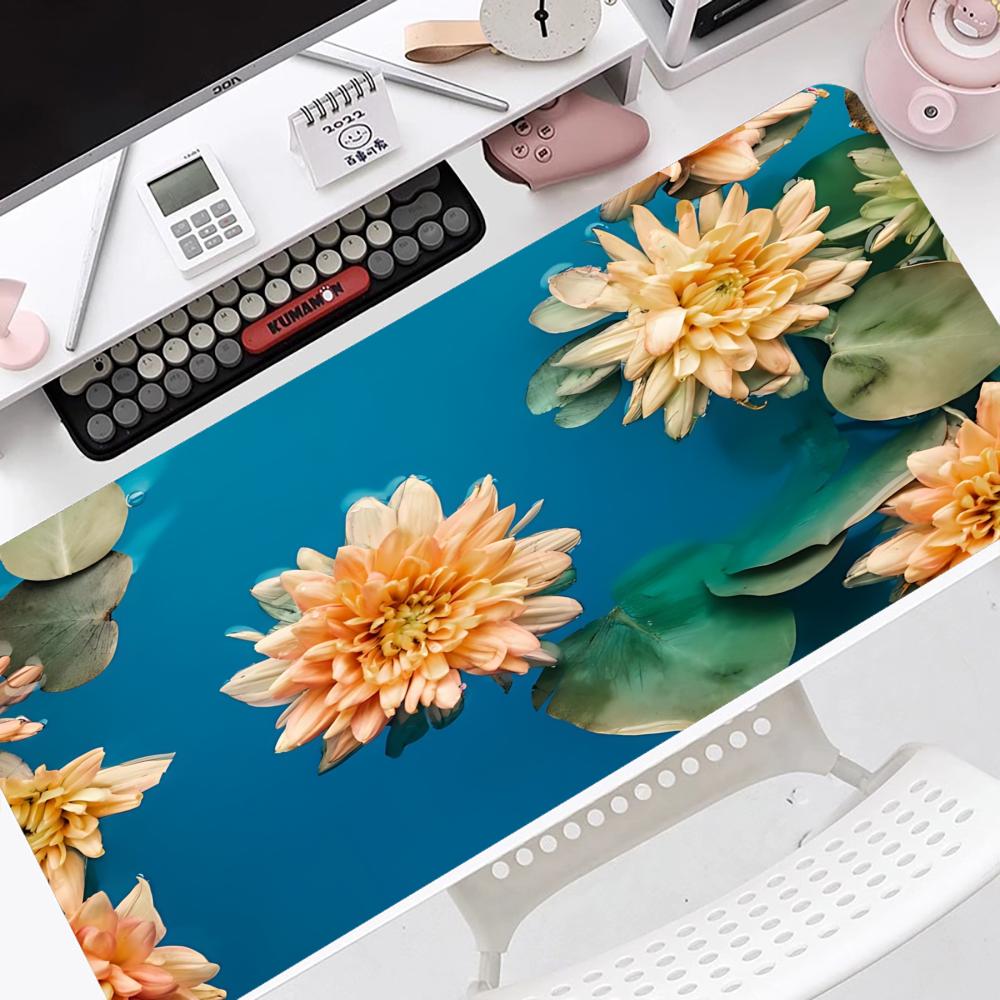 Aesthetic Floral Flower Large Gaming Mouse Pad XXL Botanical Desk Mat Non-Slip Rubber Keyboard Mat PC Gamer Office Desk Pad