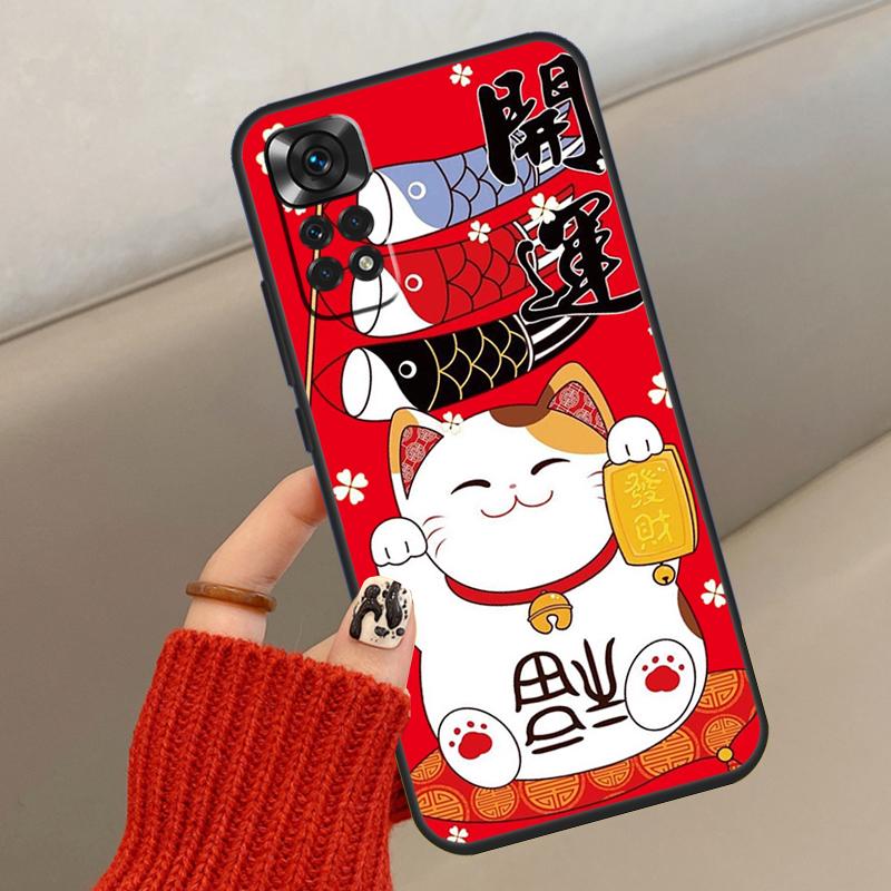 Чехол Maneki Neko Счастливой Кошкой для Денег для Xiaomi Redmi Note 12 11 10 8 9 Pro 11S 10S 9S 8T Чехол для Redmi 10 10C 9A 9C 9T