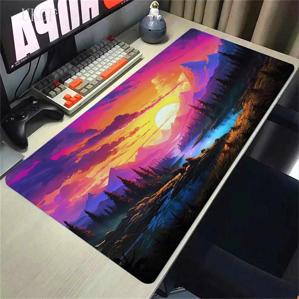 900x400 HD Print Rubber Mouse Pad Landscape Mountain Sunset Cartoon Mouse Pad XXL Extended Mouse Pad Pc Computer Non-slip Carpet