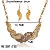Fashion Rhinestone Decoration Feather Design Women Gold Necklace And Earring Set For Casual And Travel Scenes