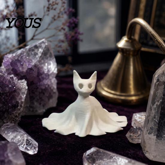Без запаха ПЛА-филамент Декоративные 3D-печатные Статуэтки Кошки-Призрака, Хэллоуинские Фигурки Котенока-Призрака с Пустыми Глазами Декор с Детальной Резьбой