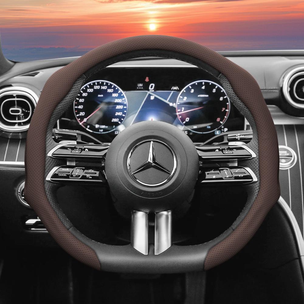 Подходит для Mercedes-Benz, Чехол на руль из перфорированной кожи, Нескользящий, Впитывающий пот, Дышащий, Интегрированный защитный чехол V g S a E C Cla