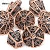 7 Pcs Copper Flame Metal Dice Hollow Metal Polyhedral Dice Set Suitable for Role-Playing RPG  Board Game Card Game