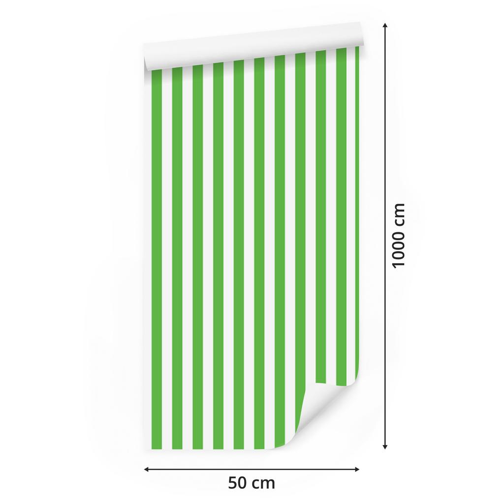 Green and white striped wallpaper for living room and bedroom 50x1000