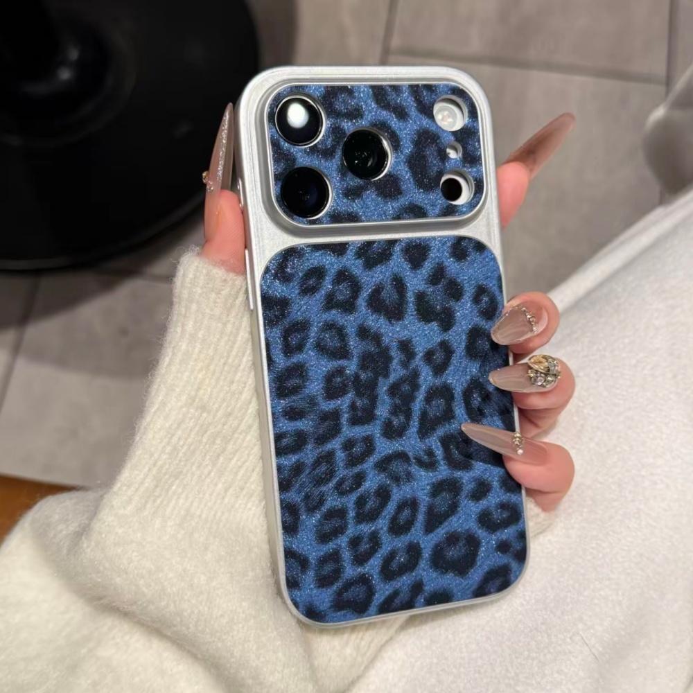 Высококачественный чехол для iPhone 17 Pro Max с леопардовым принтом и блестками - Полное покрытие для iPhone 16, 15, 14 и 13.