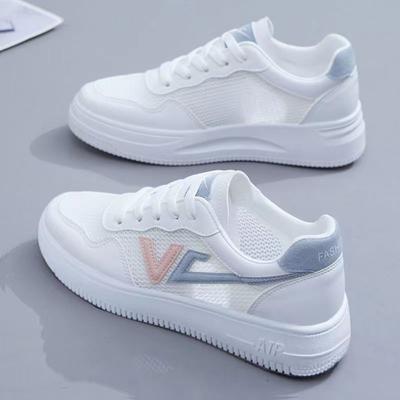 Женская вулканизированная обувь, легкие кроссовки, женская однотонная обувь на плоской подошве, сетчатая женская удобная дышащая повседневная белая обувь