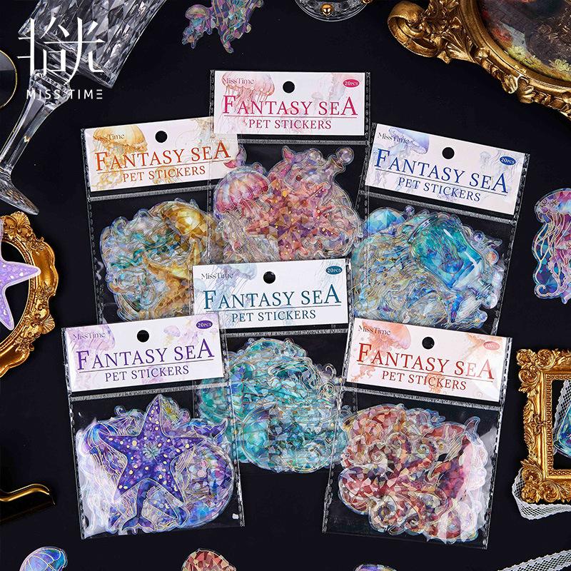 20sheets/1lot kawaii Stationery Sticker Fantasy Ocean junk journal Decorative Scrapbooking DIY Craft Sticker