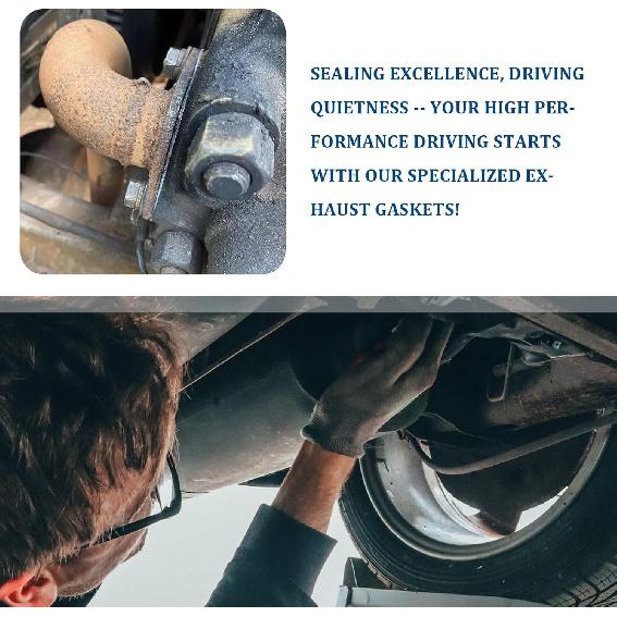 2PCS Exhaust Flange Gasket With 6PCS Exhaust Bolts And 6PCS Nut Kit,Graphite Composite Exhaust Gasket For Exhaust Flange Repair,Universal Car