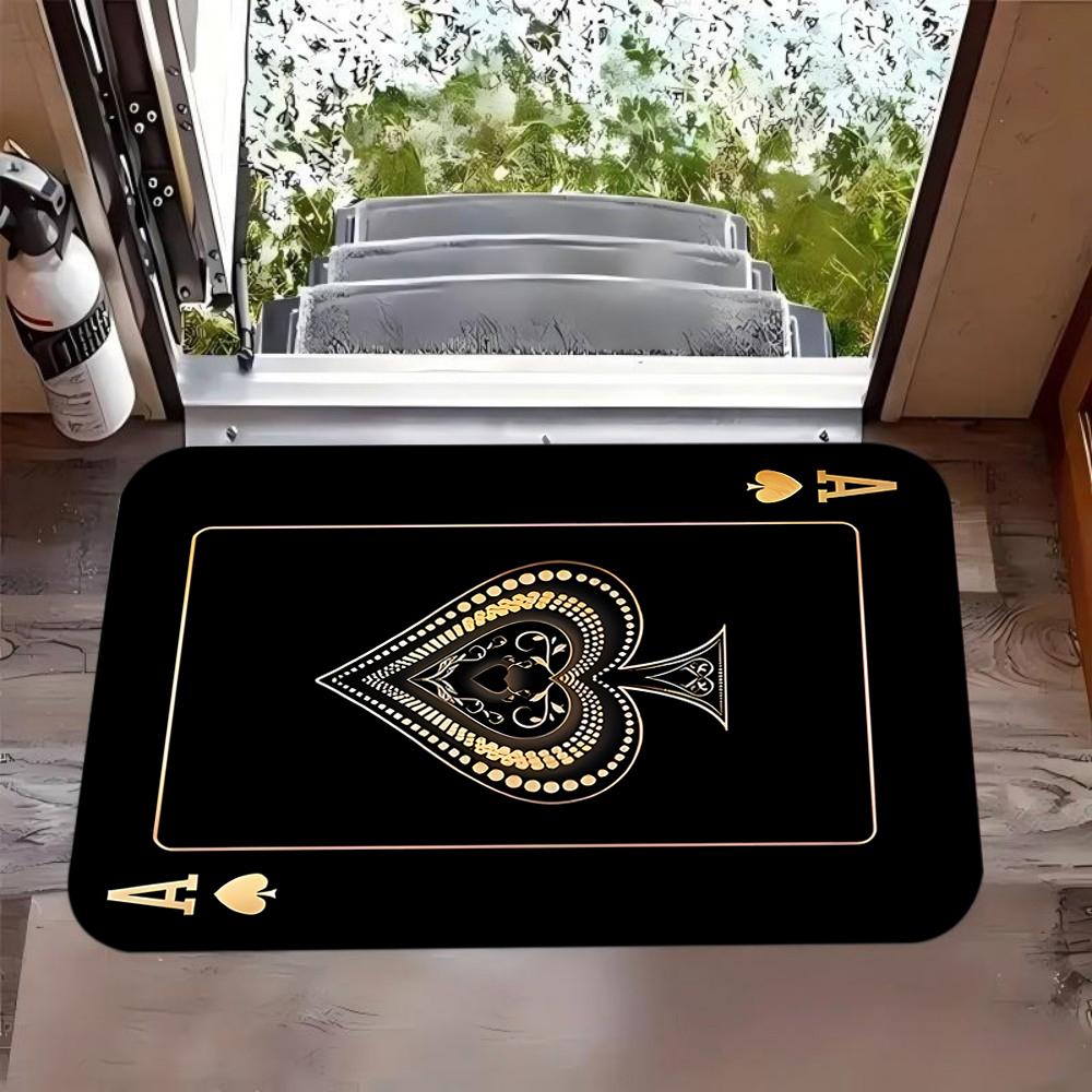 Коллекция ковров для дома в тройном стиле Poker Цветочный коврик для двери 'HELLO' Коврик с рукописным 'Welcome' Напольный коврик 'O' с золотой короной