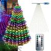 320LED рождественская елка с водопадом, сказочные гирлянды, уличный водонепроницаемый декор RGB