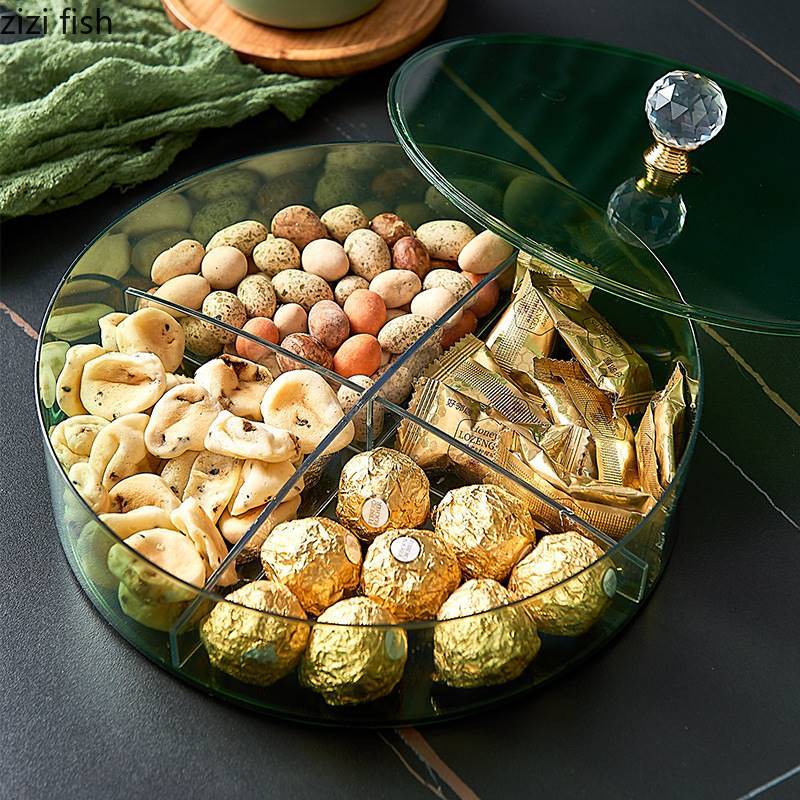 Plastic Fruit Trays Multi Grid Nuts Dried Fruit Storage Trays with Lids Sugar Boxes Household Snack Candy Containers Decoration