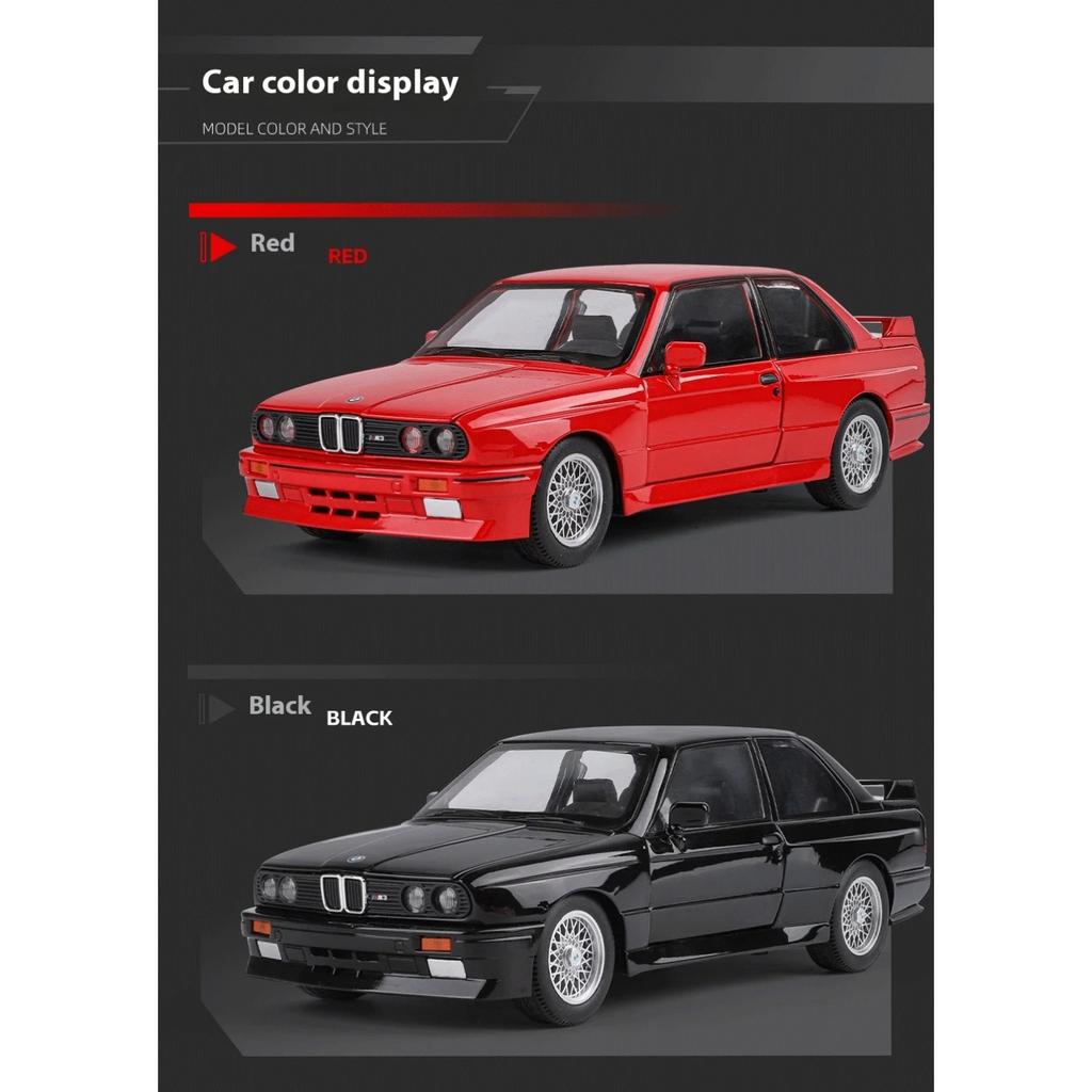 1/24 BMW M3 1988 Уличный автомобиль Литой сплав Металлическая модель автомобиля Коллекция Хобби Декоративное украшение Подарочная коробка для парня Подарок