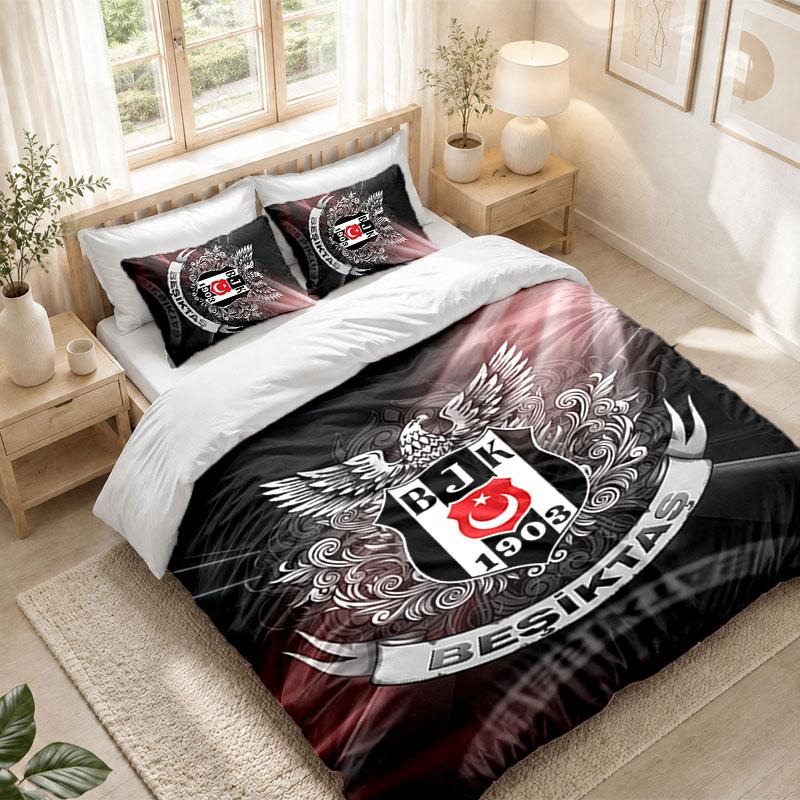 Bedding Set 1 Duvet Cover 2 Pillowcases Beşiktaş FC Print Bedroom Home Decoration