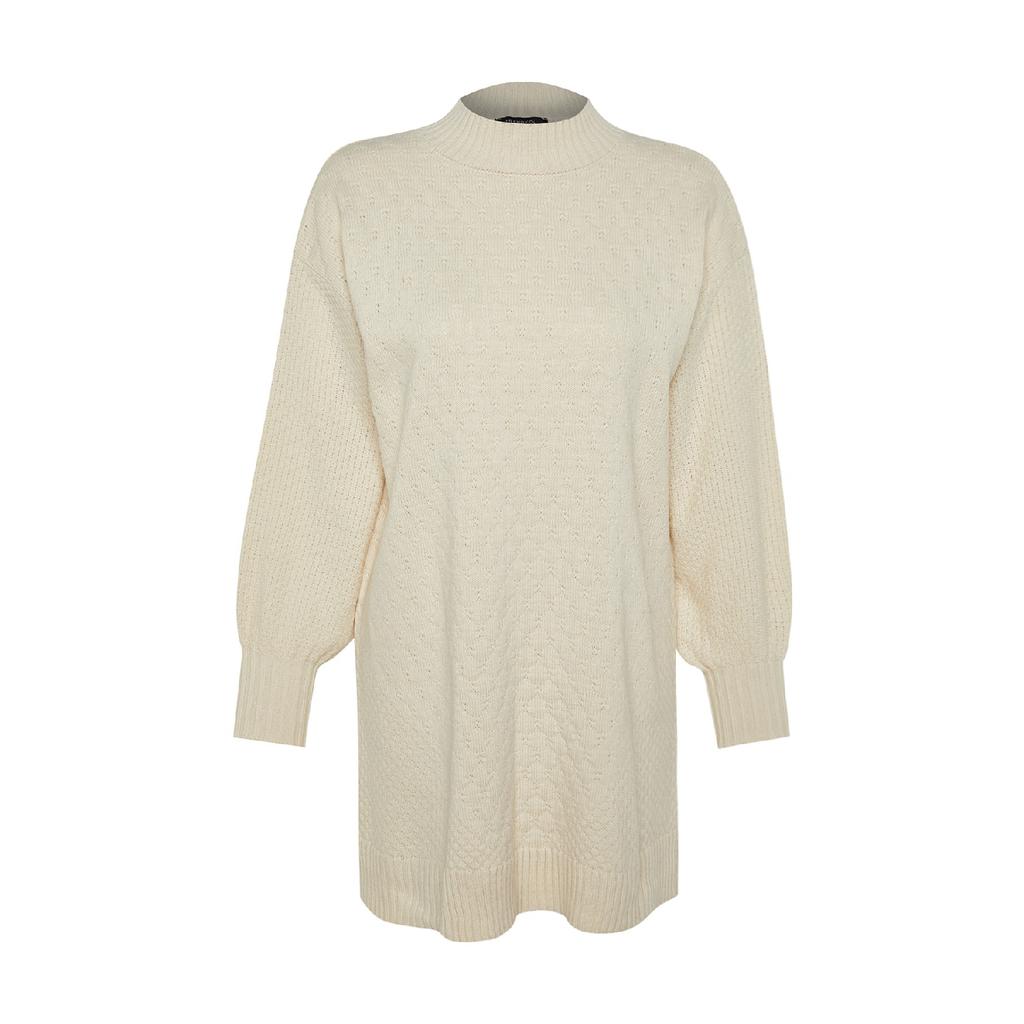 Stone High Collar Honeycomb Pattern Knitted Knitwear Sweater Tctaw24ak00020