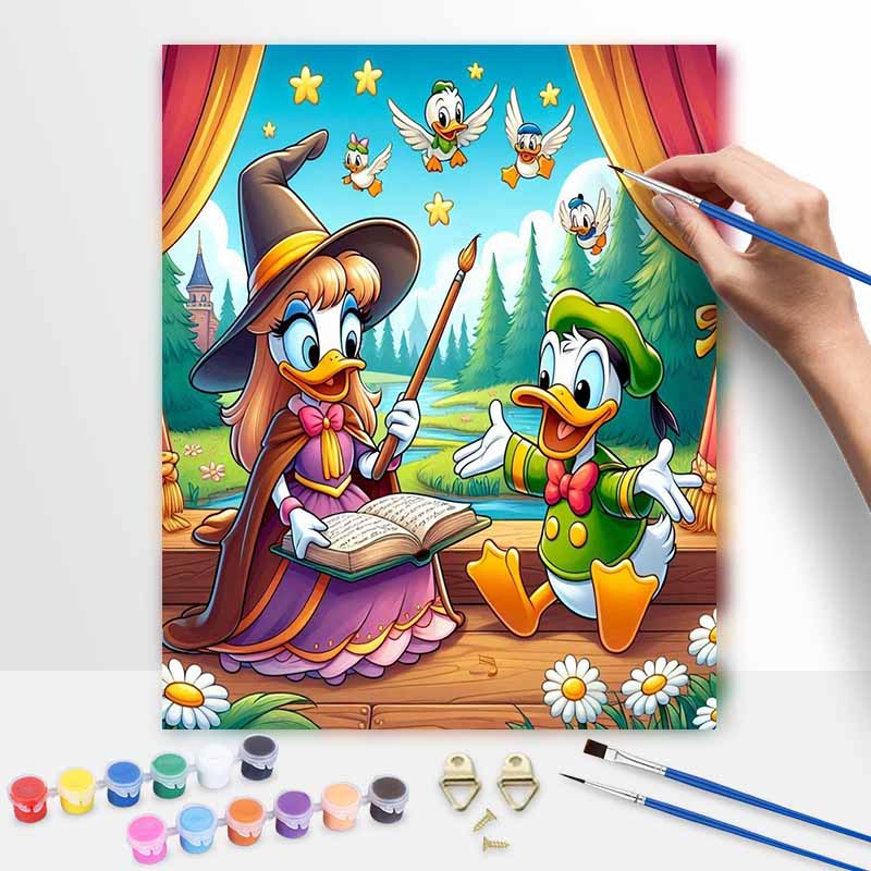 Disney Дональд Дак Дейзи Ведьма Масляная Краска Набор для Ручной Росписи Декорация Классический Стиль Домашний Декор Искусство Ремесло Креативный Подарок Настенный Декор