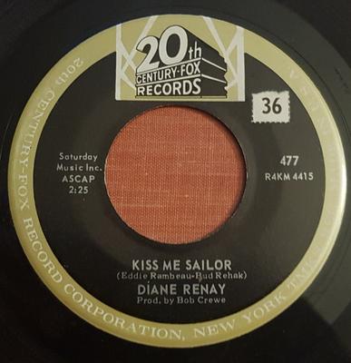 7-дюймовая пластинка DIANE RENAY Kiss Me Sailor 477 20th Century Fo 1964 US Pop Б/у