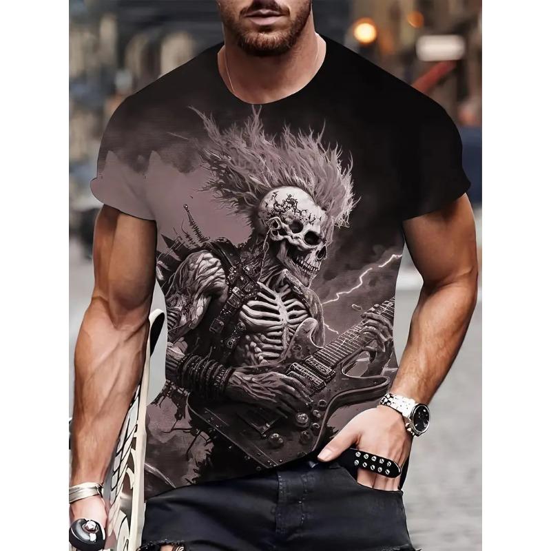 Pop Rock Skull Punk's Not Dead Pattern T Shirts For Men 3D Print Summer Hip Hop Trend Short Sleeve T-shirt Oversized O-neck Tops