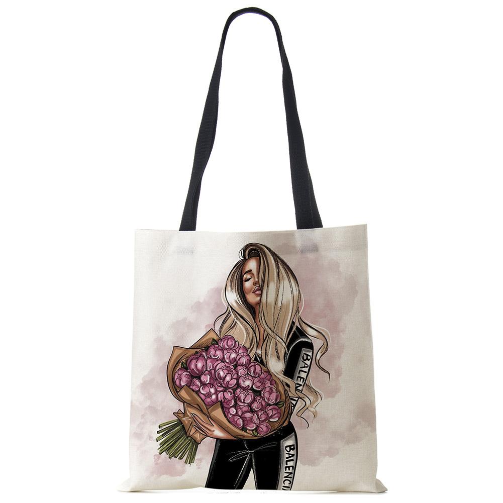 Модная женская сумка-тоут с принтом для девочек, многоразовые сумки для покупок, складные дорожные школьные пляжные сумки