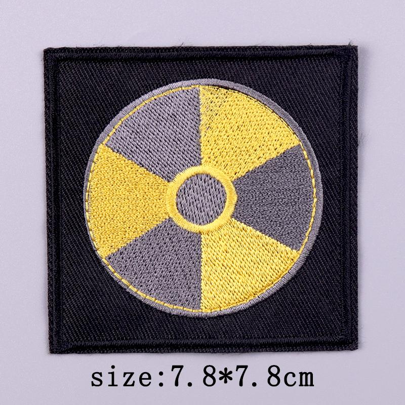 Warning Embroidery Patch Iron On Patches For Clothing Danger Prohibit Sign Embroidered Patches For Clothes Nuclear Marker Badges