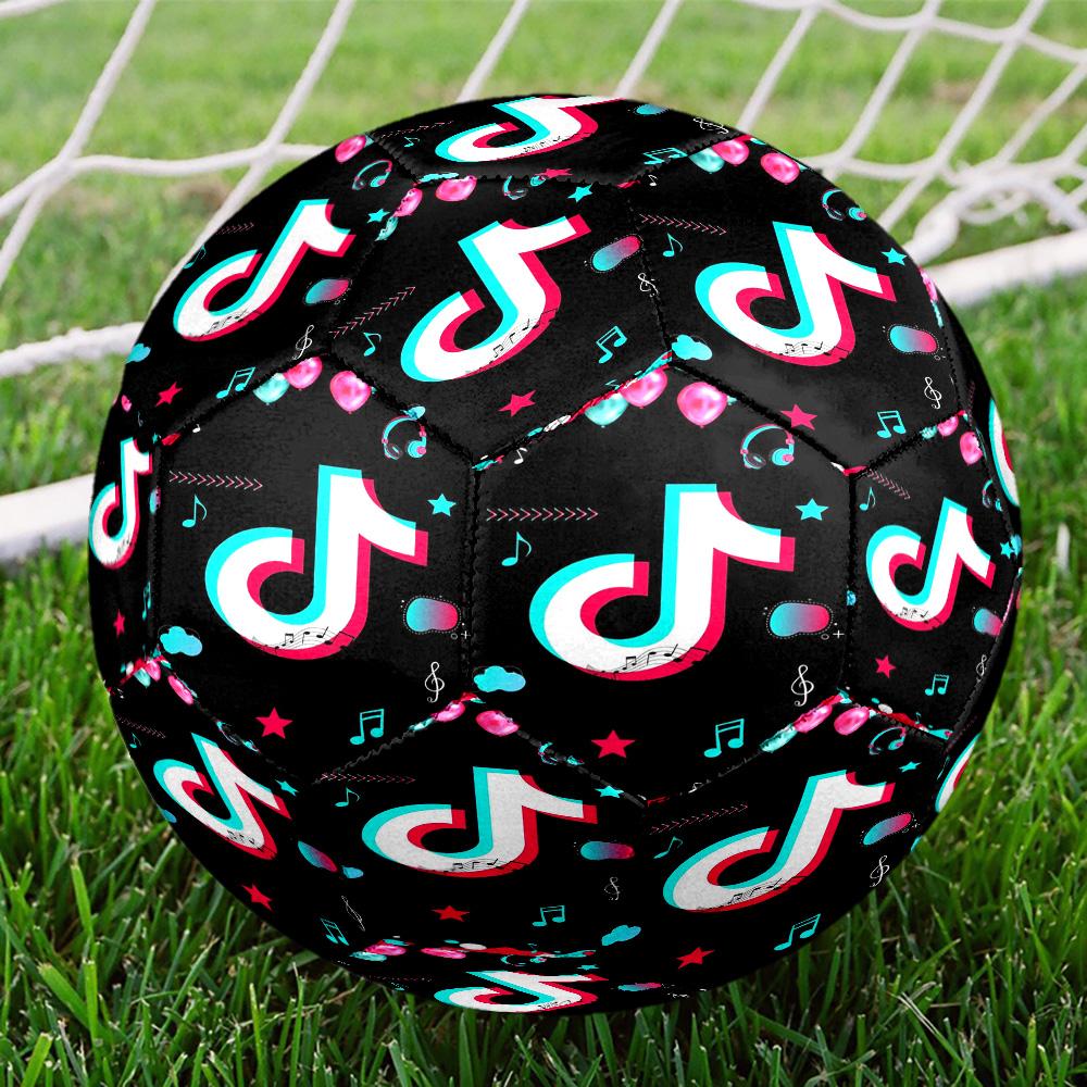 Neon Tiktok Logo Art Size 5 Soccer Balls, High-Quality, Anti-Slip, Protective Football, a Unique Gift Suitable for Birthdays, Christmas