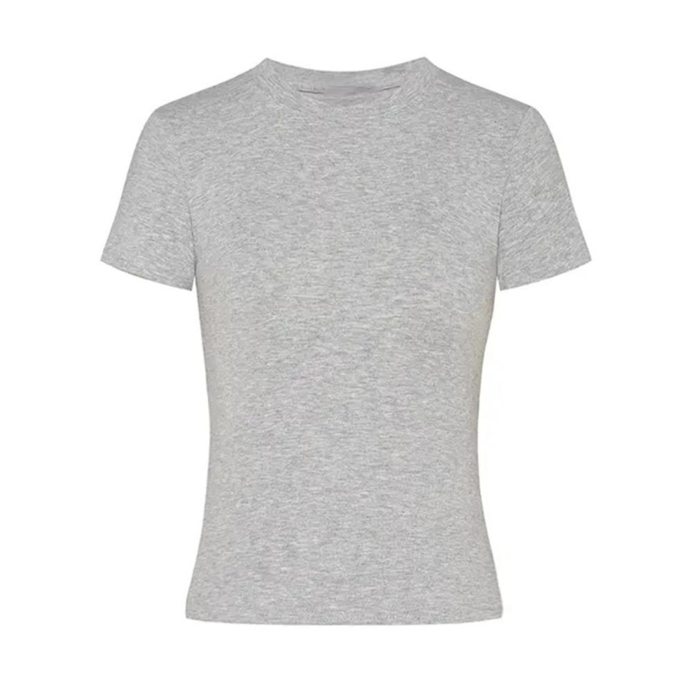 Y2k Slim T Shirt Women Basic Pullover Tops Fashion Simple Crop Tops  Summer