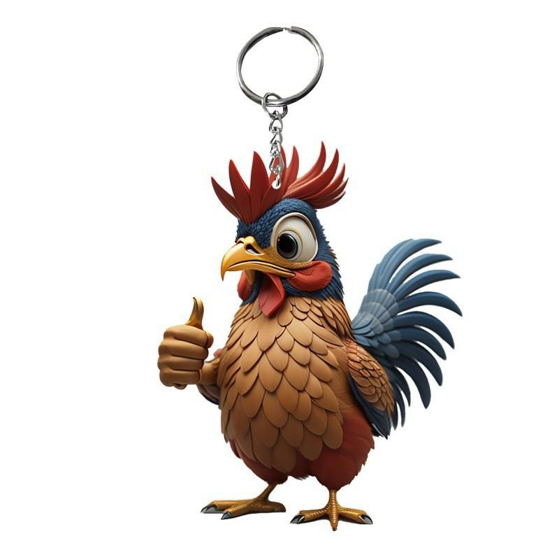 Chicken Rooster Key Chains Ring Keychains Animal Jewelry for Women Girls Bag Car Pendant Gifts