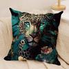 Fashion Leopard With Wreath  Cushion Cover Short plush Doublesided Print Square Throw Pillow Covers Sofa Home Cushion Decor