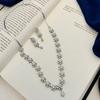 Silver Plated Diamond Round Necklace Set Diamond Necklace Set for Women