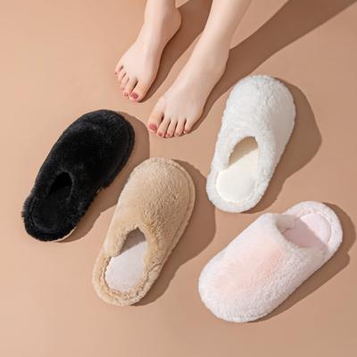 Элегантные мохнатые тапочки Baotou Cotton Slippers Зимние домашние плюшевые тапочки Женские домашние меховые тапочки Домашняя обувь Тапочки розового цвета