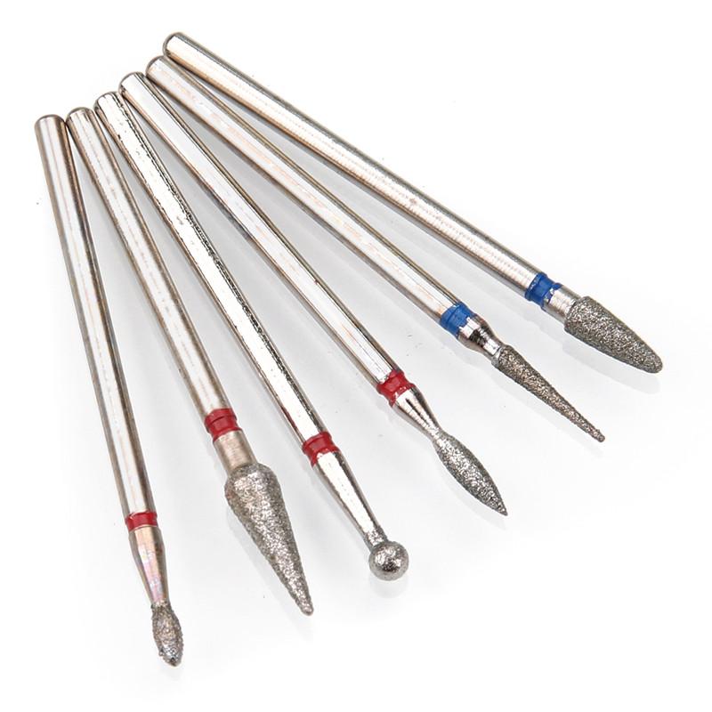 6 шт. алмазные фрезы для ногтей, набор сверл для маникюра, аксессуары для педикюра, электрическая машина, кисточка для ногтей, инструменты для заусенцев