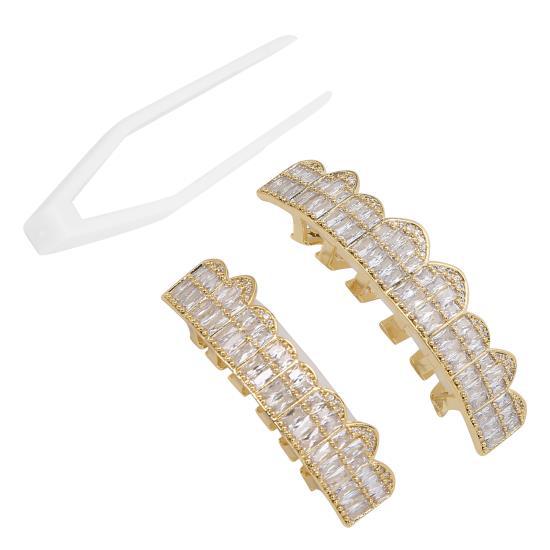 Позолоченный латунный набор вставных зубов для Хэллоуина, украшение для зубов (Золото )