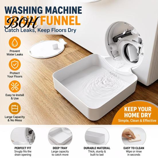 Large Capacity Water Tray Front-Load Washing Machine Drain Pan, Universal Drainage Tray, Anti-leakage Washer Collector for Basements, Apartments,