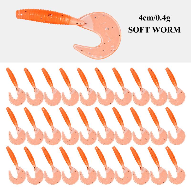 Рыболовный набор с мягкой приманкой и спиральным хвостом 4 см, грузилом и крючками