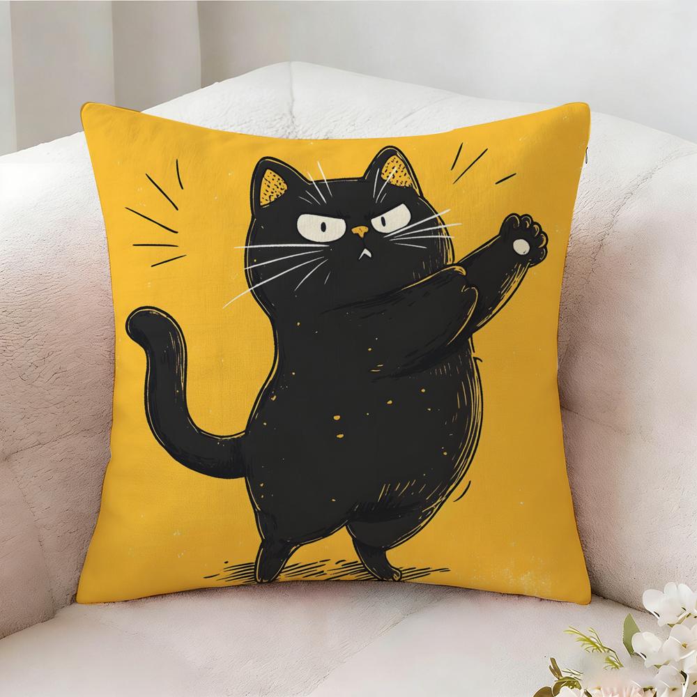 Funny And Silly Cat Pattern Pillow Case Pillowcase Doublesided Printed Sofa Cushion Bedroom Headboard Pillow