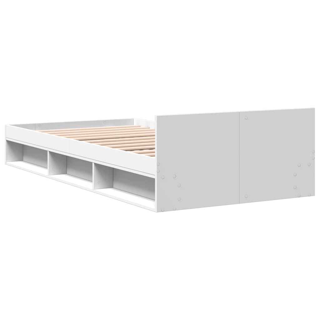 White Bed Frame with Drawer 75 x 190 cm Particleboard