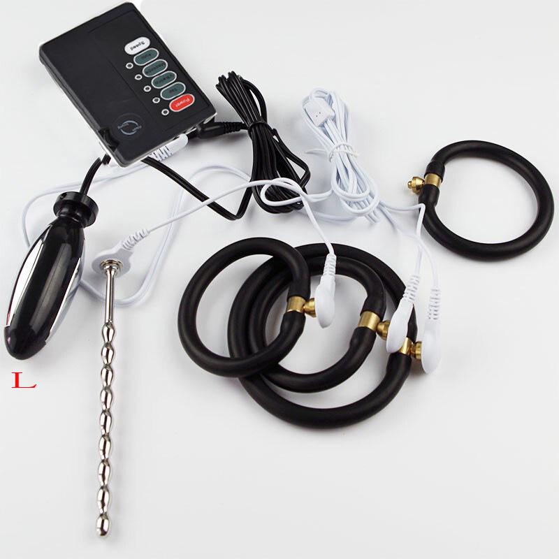 Electric Shock Anal Plug Peni Ring Urethral Plug Sex Toys,Two Output Power Box,BDSM Sexusl Electrostimulator For Men Masturbator