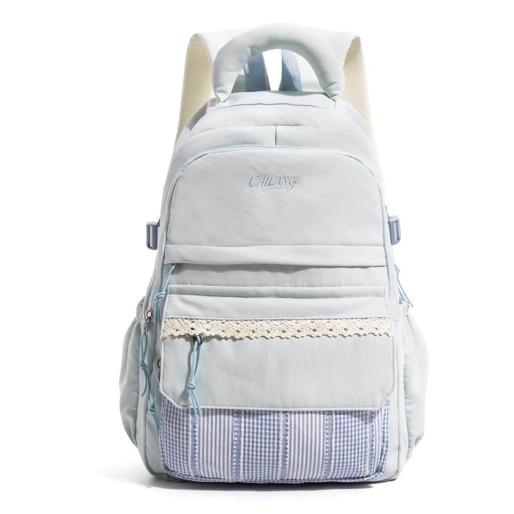 Casual Large Capacity Lightweight Patchwork Backpack for Girls Student School Bag Leisure College Style Double Shoulder Bag
