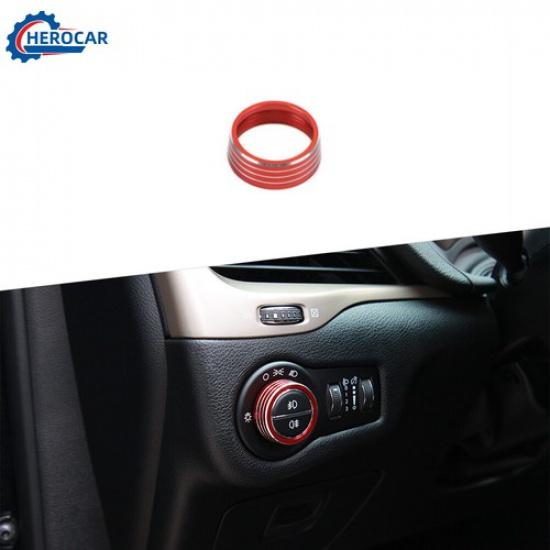 Red Headlight Switch Knob Ring Trim Cover for Jeep Cherokee 2014+/Renegade 16+