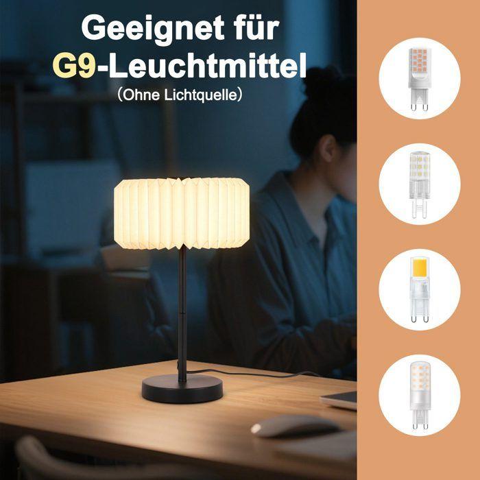 Lampe de table NETTLIFE Abat-jour papier Noir Métal