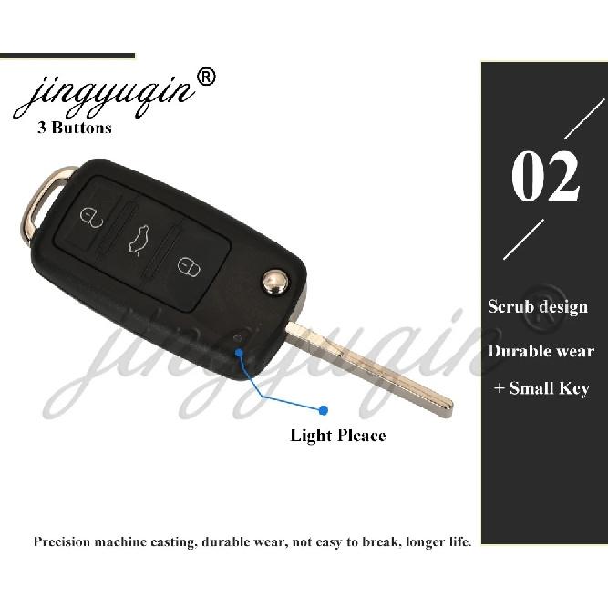 jingyuqin 3/4 Buttons Car Key Shell For VW VOLKSWAGEN Touareg Phaeton Skoda Flip Auto Remote Keyless Case Side Panic Button