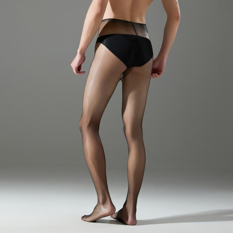 Ультратонкие Мужские Чулки Сексуальные Прозрачные Аврора Масляные Блестящие Без Пояса На Одной Линии Промежности Колготки Эротический Чехол для Пениса Мешочек