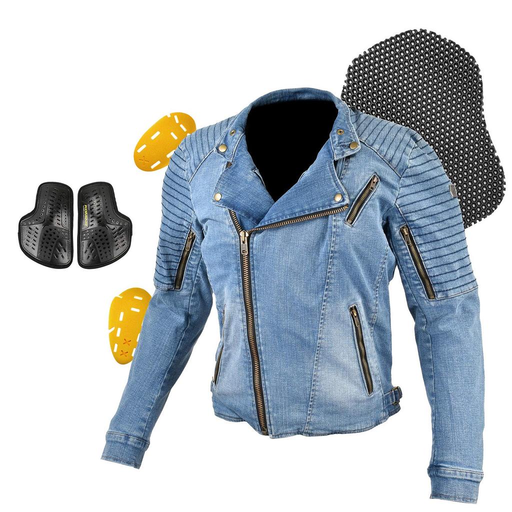 KOMINE Защитная джинсовая двойная куртка для мотоциклов, черная, XL, для осени, стандарт CE, уровень 2, стандарт CE, защитные джинсы, эластичный материал JK-154