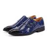 Fashion Luxury Loafers Pointed Toe Dress Shoes Men Loafers Patent Leather Oxford Shoes for Men Formal Wedding Shoes Blue Buckle Shoes