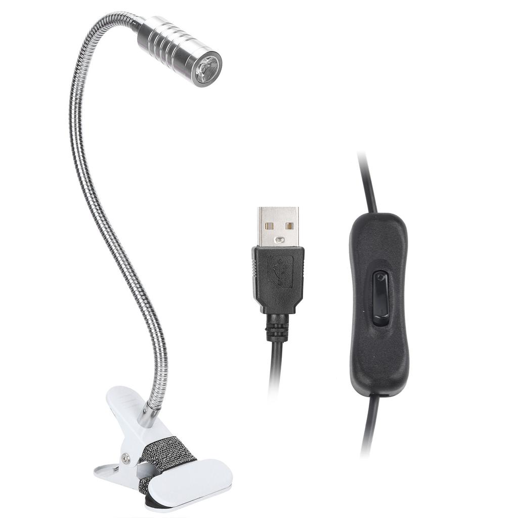 Питаемая от USB прищепка настольная лампа для дома светодиодная гибкая лампа для чтения серебристая теплый свет